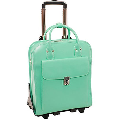 McKleinUSA, W Series, LA Grange, Top Grain Cowhide Leather, 15" Leather Vertical Patented Detachable -Wheeled Ladies' Laptop Briefcase, Mint (96492), 14.4"x8.75"x18.5" - color: Mint, size: 14.4"x8.75"x18.5"