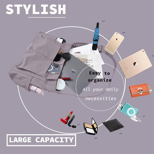 Canvas Messenger Bag Large Hobo Crossbody Bag with Multiple Pockets Casual Shoulder Tote Bag for Women and Men - color: Grey