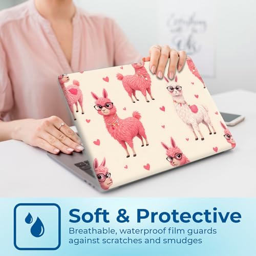 Reusable Universal Laptop Skin Sticker, Cut to Fit for 11.6–15.6 Inch Laptops, Waterproof Protective Film, No-Residue - Pink Llama - color: Pink Llama