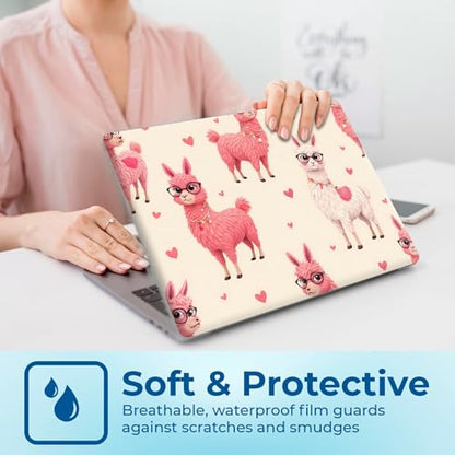 Reusable Universal Laptop Skin Sticker, Cut to Fit for 11.6–15.6 Inch Laptops, Waterproof Protective Film, No-Residue - Pink Llama - color: Pink Llama