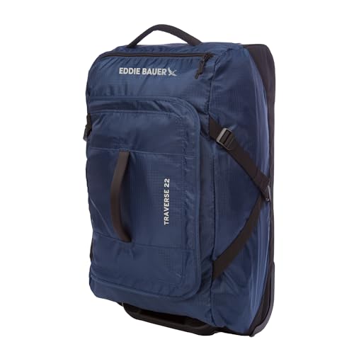 Eddie Bauer Traverse Luggage | Roller Wheels | Telescoping Handle | Travel | Vacation | Ripstop Nylon - Medium Indigo, 22" - color: Medium Indigo, size: 22"
