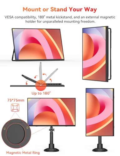 Wireless Portable Monitor Battery-Powered, Support AirPlay Miracast, 15.6" 1080P Monitor USB-C HDMI External Display w/Stand Bag, 2nd Screen for Laptop MacBook PC Phone Tablet, Built-in Battery(4- 5H) - size: 15.6-inch