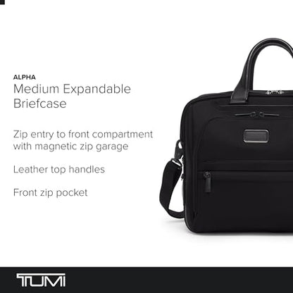 TUMI - Alpha Medium 15" Expansion Laptop Briefcase - Professional Briefcase for Travel - Padded Compartment Fits 15" Screen - color: Black