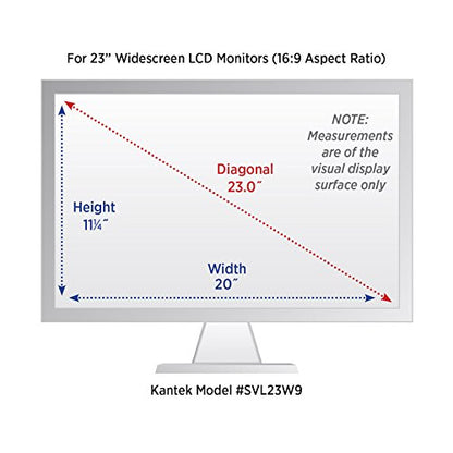 Kantek Secure-View Blackout Privacy Filter for 23-Inch Widescreen Monitors (Measured Diagonally – 16:9 Aspect Ratio), Anti-Glare, Anti-Blue Light (SVL23W9)