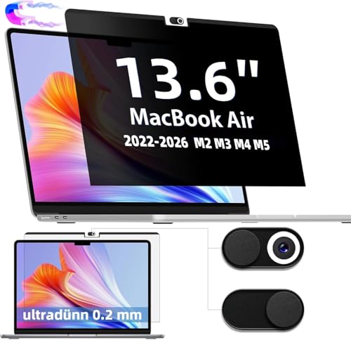 IPROKKO Magnetic Privacy Screen for MacBook Air 13-Inch&13.6in (2022-2026, M2, M3, M4, M5), Removable Anti Blue Light Glare Private Spy Filter Screen Cover Compatible with 13.6" Mac Laptop [2-in-1 Privacy Kit] - size: MacBook 13.6inch