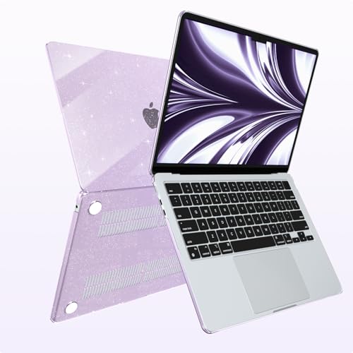 AKIT Compatible with MacBook Air 13 inch Case Glitter 2026 2025-2022 M5 M4 M3 M2 Model A3449 A3240 A3113 A2681, Laptop Hard Shell for Mac Air 13.6 + Keyboard & Screen Cover, Sparkly Lavender Purple - color: Glitter Purple
