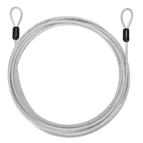 PATIKIL Security Cable Lock (1/8" Dia 13.8ft 110lb Load Capacity, Silver) Vinyl Coated Stainless Steel Double Loops Flexible Wire Rope Safety Cable Luggage Lock Suit for - Outdoor - color: Silver, size: 1/8" x 13.8ft