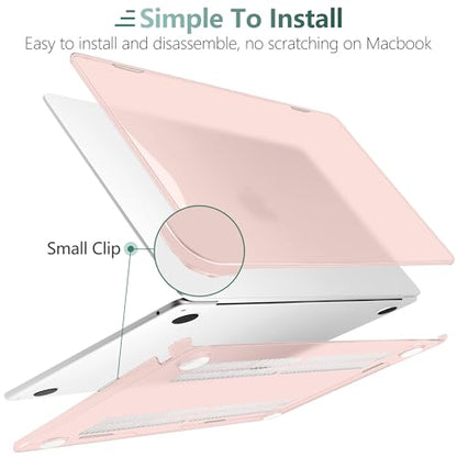 MEEgoodo for MacBook Air M5/M4/M3/M2 13 inch Case 2026-2022, Fit Model A3449/A3240/A3113/A2681, Glossy Case for MacBook Air 13.6 inch with TPU Keyboard & Webcam Cover & OTG Adapter, Candy Pink - color: Candy Pink