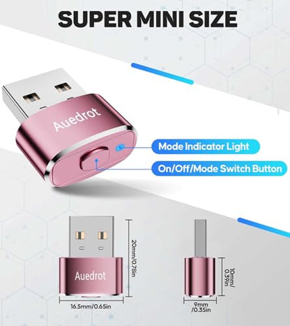 AUEDROT Metal Mouse Jiggler with Switch Button, 2 Jiggle Modes, USB-C Adapter, Rose Gold - color: Rose Gold