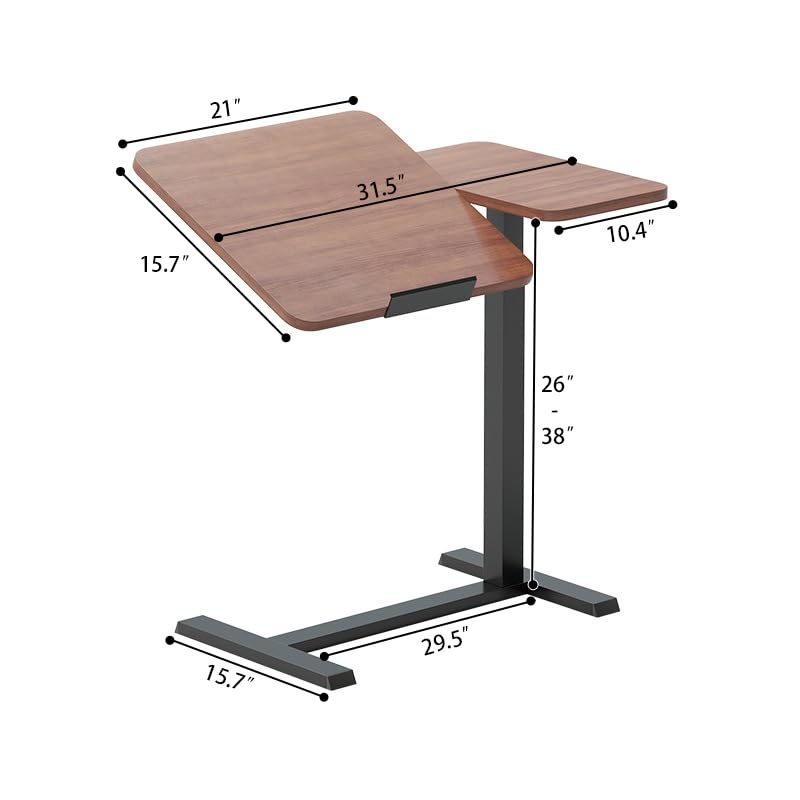 Foldable Bedside Table, Height Adjustable Overbed Bedside Desk Mobile Rolling Laptop Stand Tilting Sofa Side Table with Wheels, Folding Tray Tables for Laptop Bed Couch, Gift for Family, Brown - color: Brown