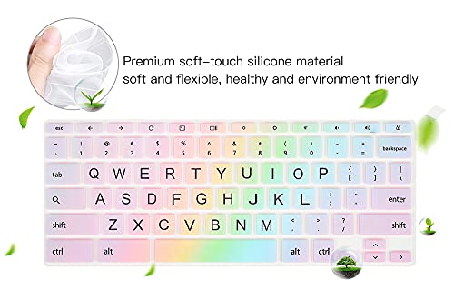 Keyboard Cover for HP x360 14" Chromebook, 14-db/ca/ak/DA 14B-CA 14a-na, 14 G2 G3 G4 G5, HP Chromebook 11 G2, G3, G4, G5, G6 EE G7EE Keyboard Skin, Colorful Rainbow - color: Colorful Rainbow
