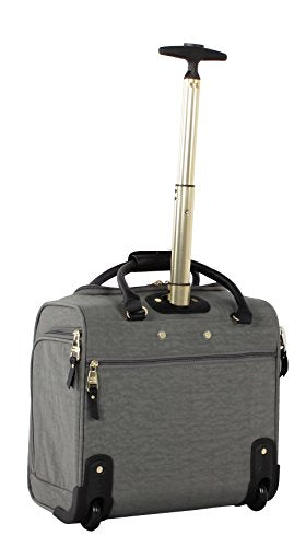 Steve Madden Designer 15 Inch Carry On - Weekender Overnight Business Travel Luggage - Lightweight 2- Spinner Wheels Suitcase - Under Seat Rolling Bag for Women, Peek-a-boo Grey, 15.0 x 14.0 9.0 - color: Peek-a-boo Grey