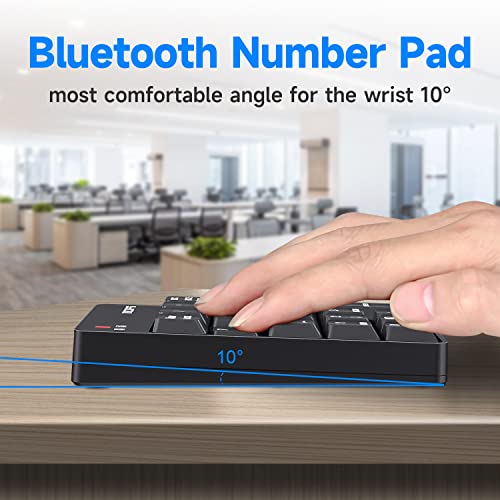 MOFII Number Pad - Black Wireless Bluetooth 5.1 Numeric Keypad Silent 19 Keys USB Keypads, Portable Financial Accounting Numpad 10 Key for Laptop/Notebook/Surface Pro/PC - color: Black-C