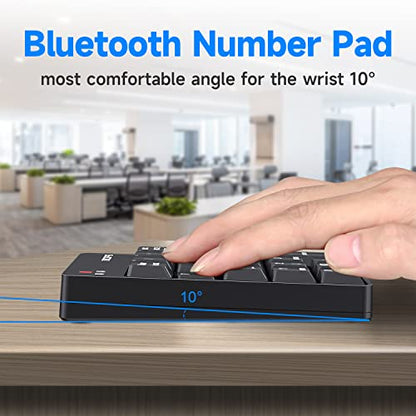 MOFII Number Pad - Black Wireless Bluetooth 5.1 Numeric Keypad Silent 19 Keys USB Keypads, Portable Financial Accounting Numpad 10 Key for Laptop/Notebook/Surface Pro/PC - color: Black-C