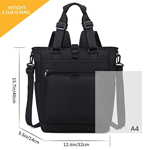 mygreen Tokyo Tote Messenger Backpack Convertible Tote Bag and Backpack, Fits 15.6" Laptop - color: Black-216