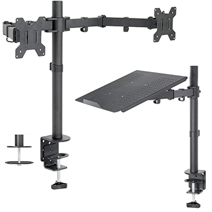 VIVO Dual 13 to 27 inch LCD Monitor Mount and Single Laptop Desk Mount Kit, Heavy Duty, Fully Adjustable Stand and Laptop Mount (Bundle)