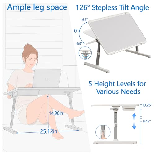 2 Pack Lap Desk Bundle, Cushioned Lap Pad & Adjustable Foldable Laptop Bed Tray, Fits Up to 17 Inch Laptops for Bed Couch Dorm