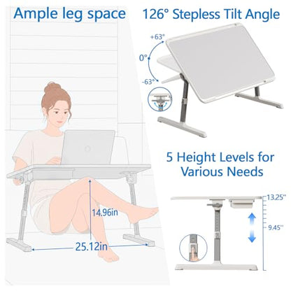 2 Pack Lap Desk Bundle, Cushioned Lap Pad & Adjustable Foldable Laptop Bed Tray, Fits Up to 17 Inch Laptops for Bed Couch Dorm