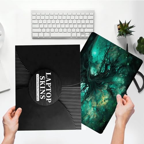 Universal Laptop Skin Sticker with 2 Wrist Pad Skins, Waterproof Scratch Resistant Vinyl Laptop Cover Decal, Cut to Fit for 11–15.6 Inch MacBook HP Dell Lenovo, Green Tree - color: Green Tree