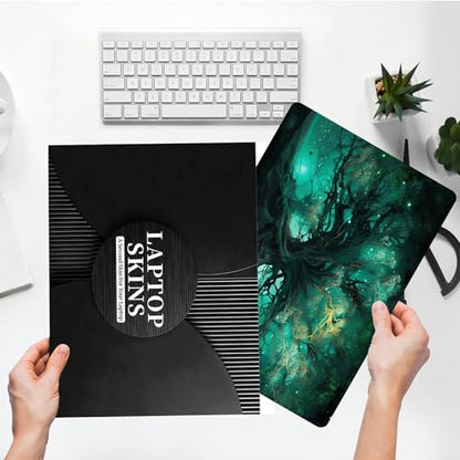 Universal Laptop Skin Sticker with 2 Wrist Pad Skins, Waterproof Scratch Resistant Vinyl Laptop Cover Decal, Cut to Fit for 11–15.6 Inch MacBook HP Dell Lenovo, Green Tree - color: Green Tree