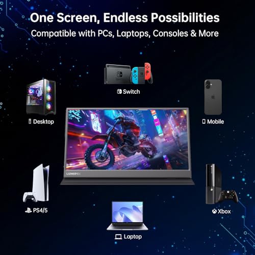 Portable Monitor 15.6 Inch 1080P FHD IPS Gaming Display Monitor with USB-C & HDMI, Ultra-Slim External Second Screen with Smart Cover & Speakers for Laptop，PC, Mac, Phone, PS5 - size: 15.6"Cover
