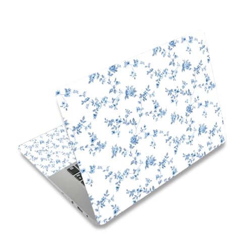 12 12.1 13 13.3 14 15 15.4 15.6 in Skin Laptop Sticker Decal, Netbook Skins for Notebook, Universal Vinyl Laptop Decor Cover for Girl Women, Waterproof Art Protector I Engraved Blue Floral - color: Engraved Blue Floral