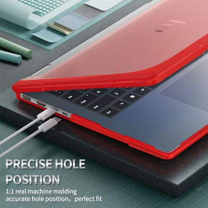 Batianda Protective Case for HP Envy x360 2-in-1 14 Inch 2024, Red | Shockproof TPU Bumper with Matte Durable Hard Shell and 360° Flip Support, Fits 14-fc0000 and 14-fa0000 Series - color: Red