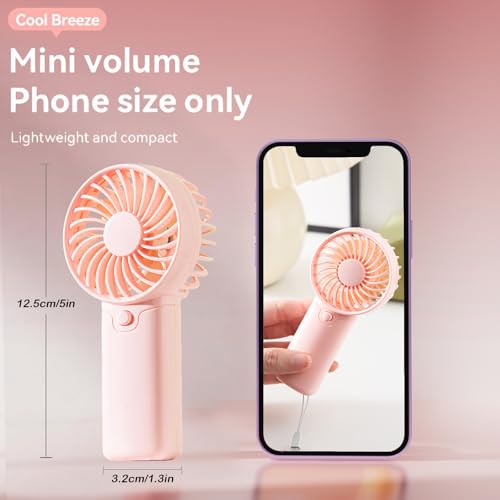 4 Pack Mini Portable Fan - 5'' AAA Battery Operated, Lightweight Handheld with 1 Speed & Lanyard - Quiet Personal Fan for Kids, Girls, Women & Men - Ideal for Office,Outdoor,Travel,Commute,Makeup