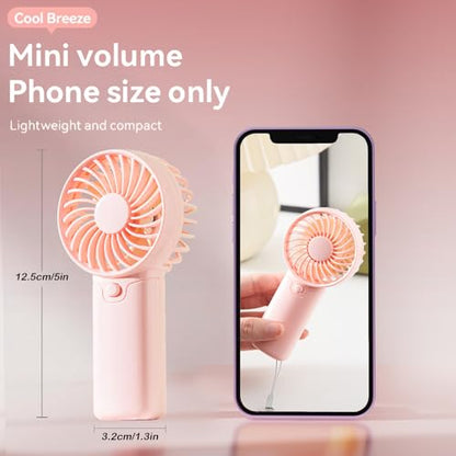 4 Pack Mini Portable Fan - 5'' AAA Battery Operated, Lightweight Handheld with 1 Speed & Lanyard - Quiet Personal Fan for Kids, Girls, Women & Men - Ideal for Office,Outdoor,Travel,Commute,Makeup