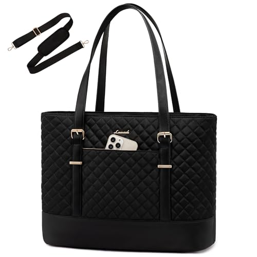 LOVEVOOK Laptop Bag for Women, 15.6 Inch Work Tote Computer Bag With Large Cup Holder, Lightweight Large Laptop Briefcase for Travel, Bussiness, Teacher - color: Black, size: 15.6 Inch