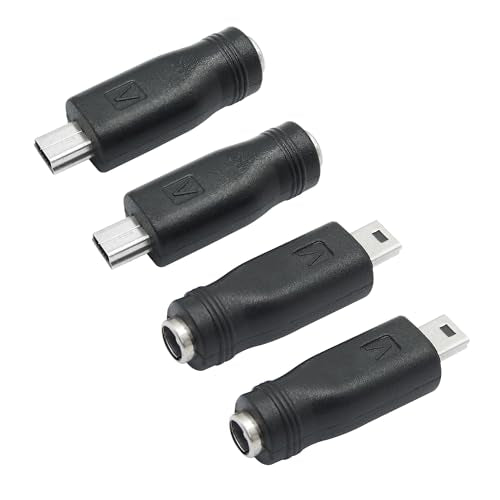 DC 5.5mm x 2.1mm to Mini USB Adapter, 5V DC 5521 Female to Mini USB Male Plug Convert Connector Power (4Pcs) - style: DC to Mini USB - 4Pcs