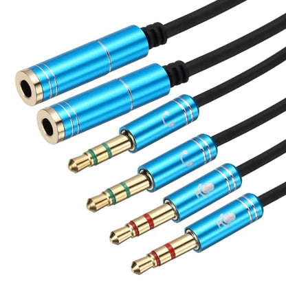 MECCANIXITY 3.5mm Splitter Female to 2 Dual 3.5mm Male Y Jack Splitter for Headphone Mic Audio PC Laptop Gaming Headsets, 3.3ft, Blue - color: Blue, size: 3.3ft