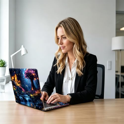 Magic River Night Universal Laptop Skin Sticker 3PCS, Protective Decal Trim-to-Fit 11.6" 13.3" 14" 15.6" Laptop Vinyl Cover, Removable Anti-Scratch Computer Decal Protector - color: Magic River Night