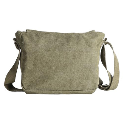 School Canvas Messenger Bag - Crossbody Shoulder Bag Vintage Satchel