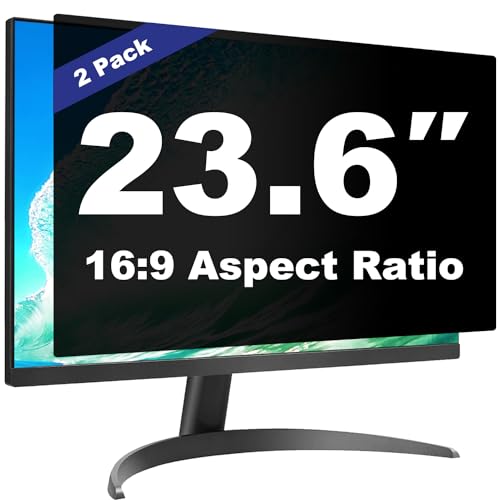 [2 Pack] 23.6 Inch Computer Privacy Screen Shield for 16:9 Widescreen Desktop Monitor - Anti-Glare Blue Light Privacy Filters and Anti Spy Privacy Screen Protector Film | Anti-Glare Blue Light Privacy Filters; Anti Spy Privacy Screen Protector Film - colo