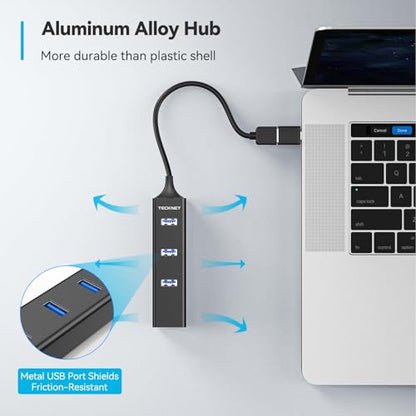 TECKNET USB C to Ethernet, Gigabit Ethernet Adapter for Laptop, Plug & Play | LAN Wired Network Adapter, High-Speed 1Gbps & 3 USB 3.0 Hub, 5Gbps Transfer Speed, Driver-Free, 2-in-1 USB-A/C, Aluminum Case