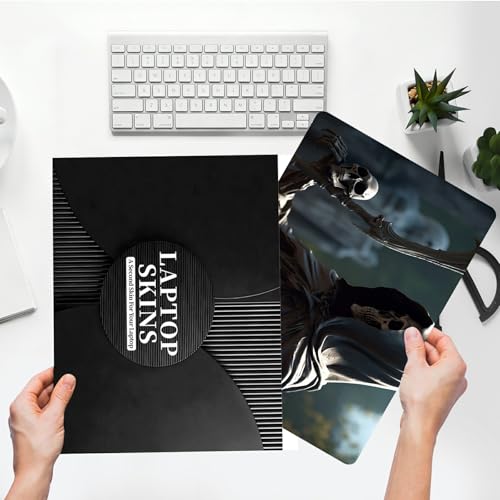 Universal Laptop Skin Sticker with 2 Wrist Pad Skins, Waterproof Scratch Resistant Vinyl Laptop Cover Decal, Cut to Fit for 11–15.6 Inch MacBook HP Dell Lenovo, Grim Reaper Skeleton - color: Grim Reaper Skeleton