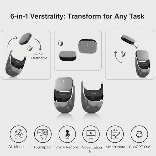 2026 Upgraded AI Voice Mouse - Wireless Air Mouse with AI Voice Assistant | 12 Languages Translation, Meeting Transcription & Summary - Detachable Computer Mouse, Presentation Clicker for Laptop - color: silver-white