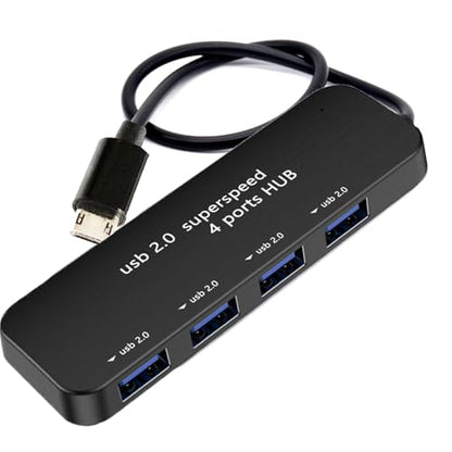 4-Port USB 2.0 Hub, Micro USB OTG Expander with HS8836AB Chip, 480Mbps Data Speed, Bus-Powered with Over-Current Protection, Plug and Play for Raspberry Pi, Older Android Tablets, PC & More - style: 4 USB Ports