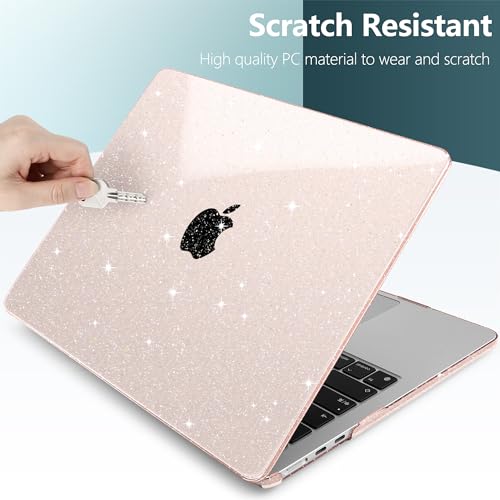 Clear Glitter Case for MacBook Air 15 Inch M5 M4 M3 M2 (2026-2023) A3448 A3241 A3114 A2941, Protective Hard Shell Cover Compatible with Touch ID & Liquid Retina Display - Sparkly Starlight - color: Sparkly Starlight