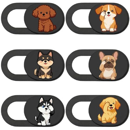 6Pcs 6 Styles Laptop Camera Cover Slide Dog 0.04 Inch Ultra Thin Webcam Cover Cute Privacy Guard Webcam Protector for Desktop Computer Tablet Phone Notebook Mini PC Accessories Office Use