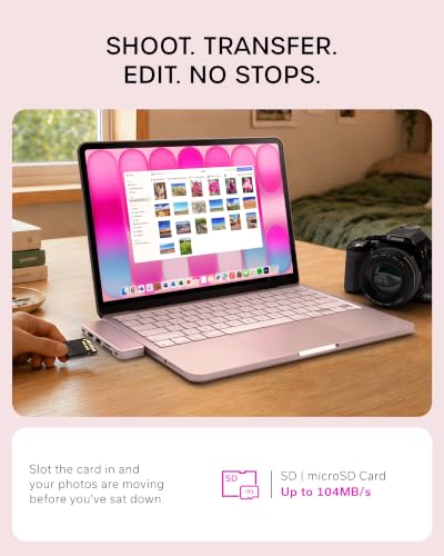 Satechi USB-C Snap Hub for MacBook Neo, 6-in-2 Flush Dual-Connector Hub with 4K/60Hz HDMI, 45W Pass-Through Charging, SD & microSD Card Readers, USB-A & USB-C 5Gbps Data, Blush - color: Blush