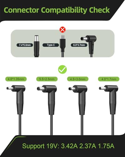Dexpt Charger Compatible with ASUS Laptop Round Port, Laptop Charger Replacement for VivoBook, ZenBook & More, 65W/45W/33W, LED Indicator, 7.5 ft Power Cord
