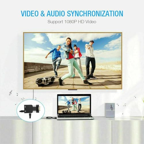 VGA Male to HDMI Female Adapter Converter with Audio,(PC VGA Source Output to TV/Monitor with HDMI Connector), Active 1080p Video Dongle adaptador for Computer,Laptop,Projector