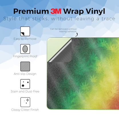 Glossy Glitter Laptop Skin Compatible with Apple MacBook Neo - Rasta Rainbow - Premium 3M Vinyl Protective Wrap Decal Cover - Easy to Apply | Crafted in the USA by MightySkins - color: Rasta Rainbow, size: MacBook Neo Full Cover Skin, style: Glossy Glitte