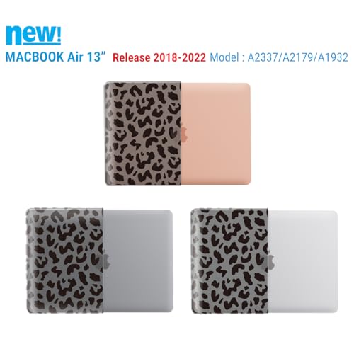 IBENZER Compatible with New MacBook Air 13 inch case 2022 2021 2020 M1 A2337 A2179 A1932, Hard Shell Case&Keyboard Cover&Screen Film for Mac Air 13 (2018-2022), Black Leopard, AT13-LP-BK+2 - color: Black Leopard