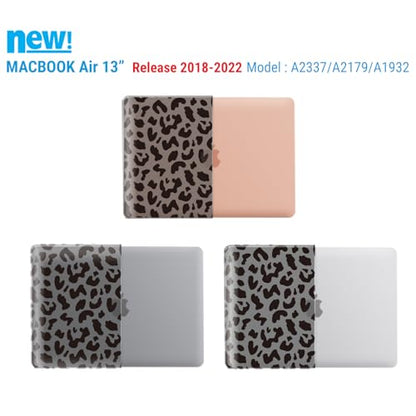 IBENZER Compatible with New MacBook Air 13 inch case 2022 2021 2020 M1 A2337 A2179 A1932, Hard Shell Case&Keyboard Cover&Screen Film for Mac Air 13 (2018-2022), Black Leopard, AT13-LP-BK+2 - color: Black Leopard