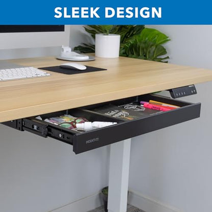 Mount-It! Under Desk Drawer Organizer with 2 Compartments, Shallow Low-Profile Slide-Out Desk Tray, 20.7″ x 8.9″ x 1.8″, Pull-Out Pencil Drawer for Traditional & Standing Desks - Black - color: Black
