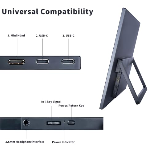 18.5 Inch Large Portable Monitor for Laptop, 120Hz 1080P FHD IPS Portable Travel Second Screen Display for/Phone/Xbox PS4/5, 100% sRGB, Dual Speakers, VESA & Storage Bag - size: 18.5