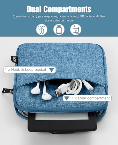 TiMOVO 8-9 Inch Tablet Sleeve with Pockets, Blue | Fit iPad mini 7 (A17 Pro, 2024) / mini 6 (8.3", 2021) / 5/4/3/2/1, Portable Protective Carrying Bag Case - color: Blue, size: 8-9 Inch